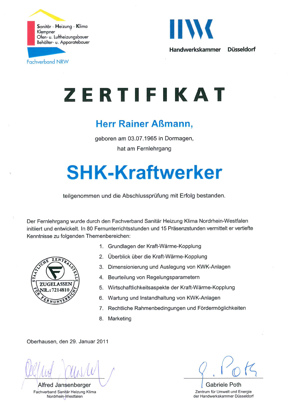 SHK-Kraftwerker (Herr Rainer Aßmann)